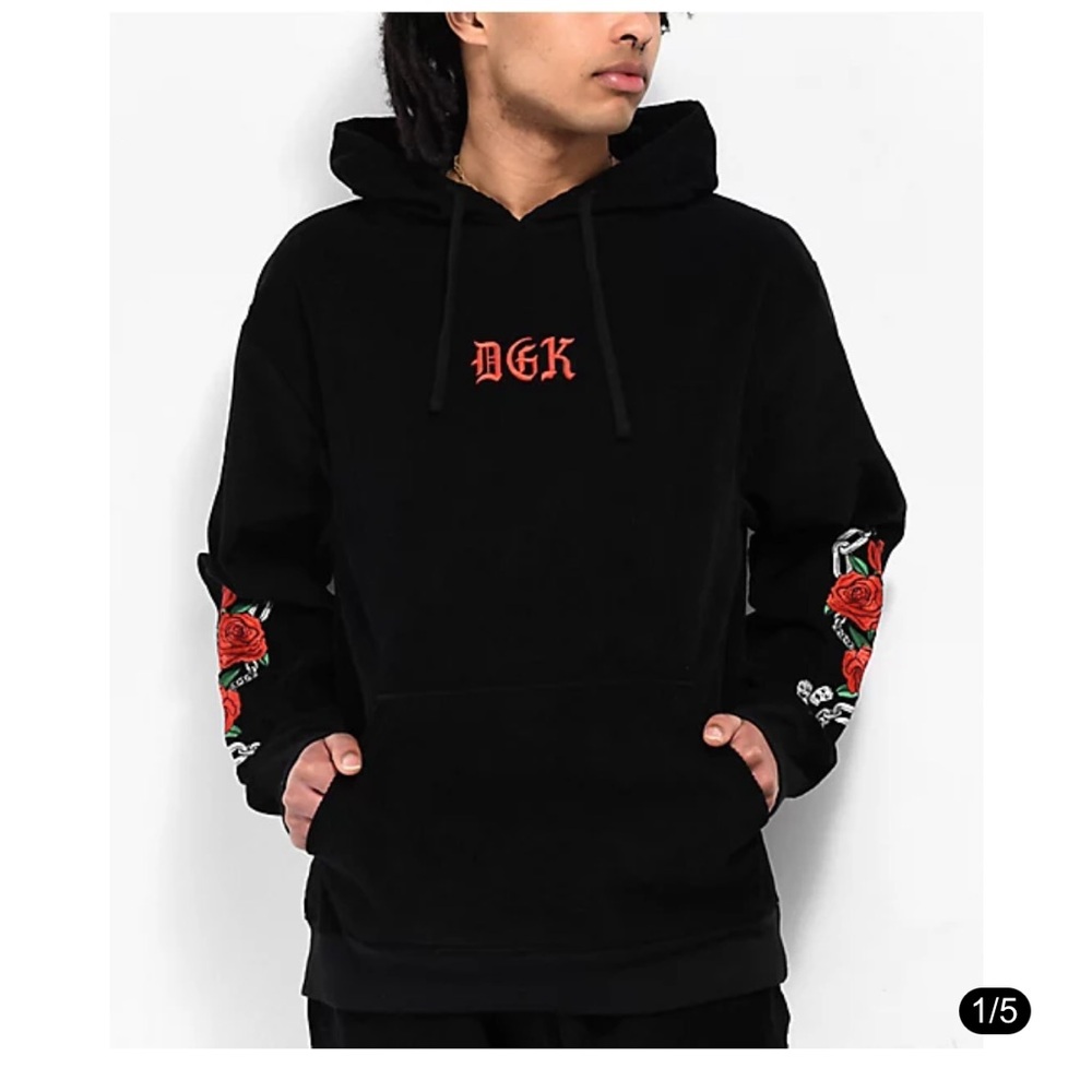 DGK Poetry Black corduroy Hoodie with embroidery